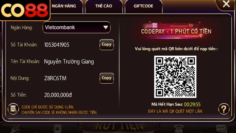 Nạp Tiền CO88 Đơn Giản, An Toàn Và Siêu Tốc Cho Người Chơi Các phương thức nạp tiền phổ biến